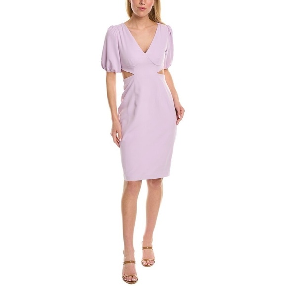 Laundry by Shelli Segal Puff Sleeve Cutout Sheath Dress in Purple, lilac New 4 - Picture 1 of 11